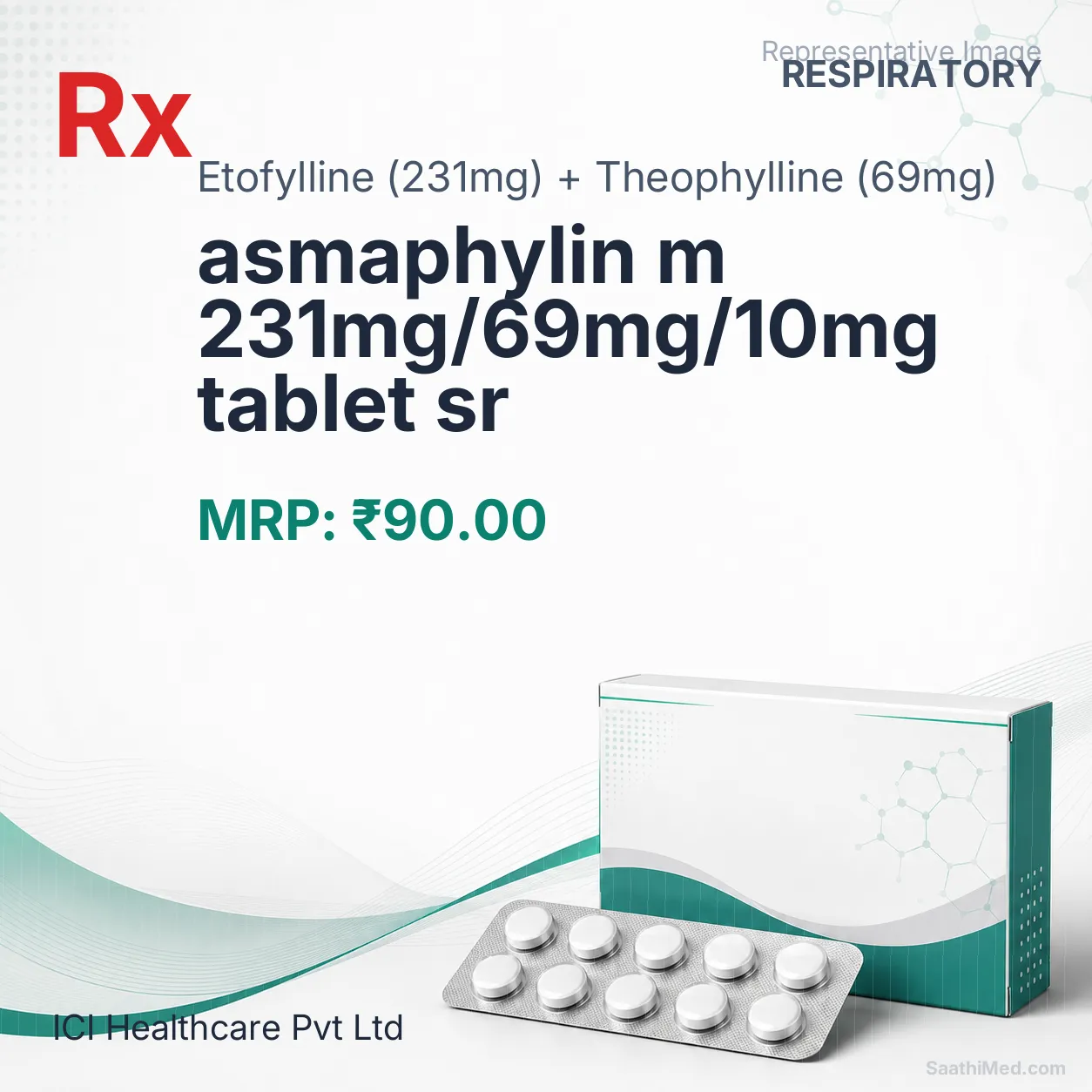 asmaphylin m 231mg/69mg/10mg tablet sr Allopathy (Etofylline (231mg)) - Uses in Hindi, Side Effects, Substitutes & Price in India