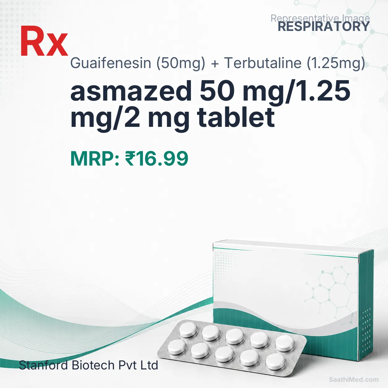asmazed 50 mg/1.25 mg/2 mg tablet - Guaifenesin (50mg) + Terbutaline (1.25mg) medicine