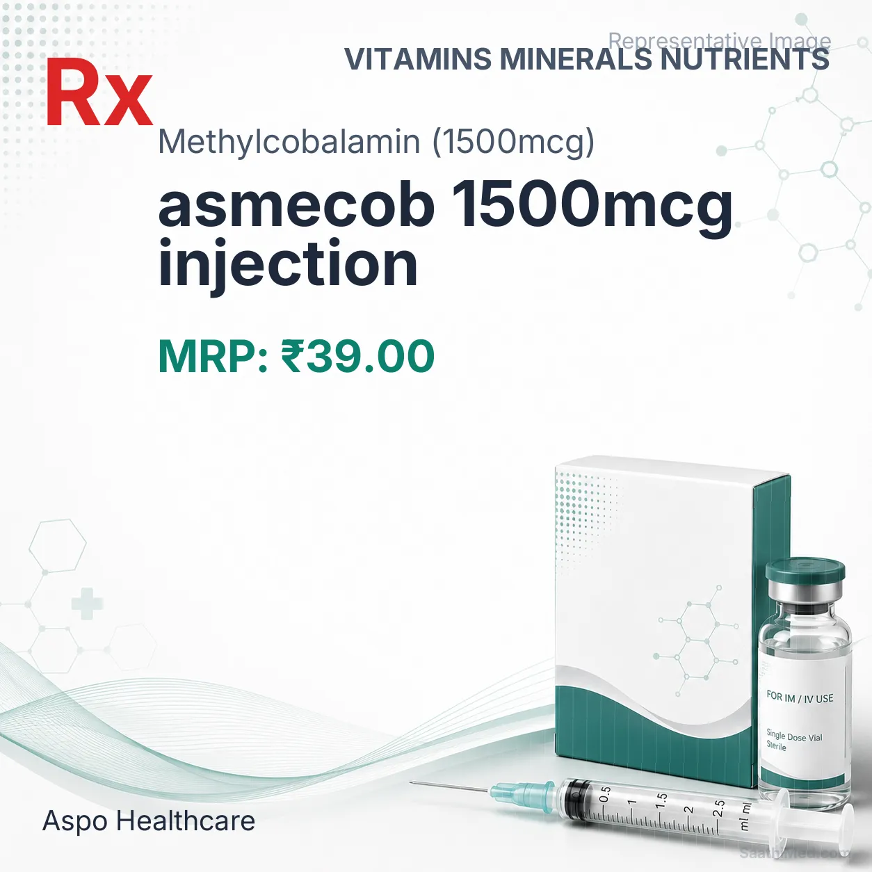 asmecob 1500mcg injection Allopathy (Methylcobalamin (1500mcg)) - Uses in Hindi, Side Effects, Substitutes & Price in India