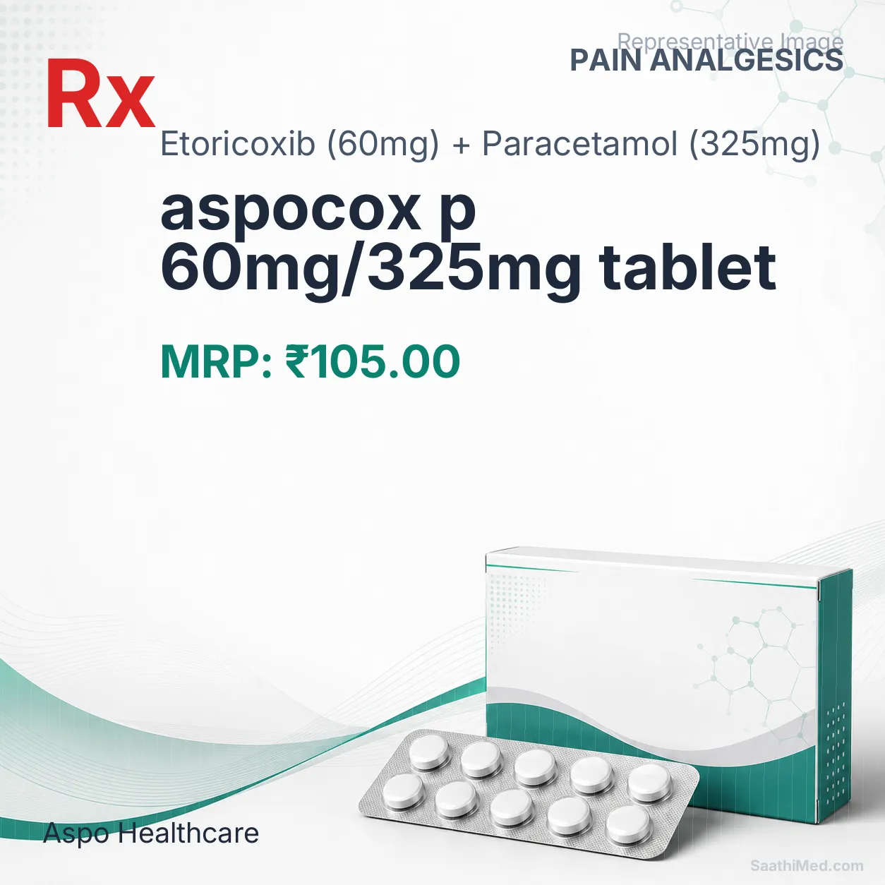 aspocox p 60mg/325mg tablet Allopathy (Etoricoxib (60mg)) - Uses in Hindi, Side Effects, Substitutes & Price in India
