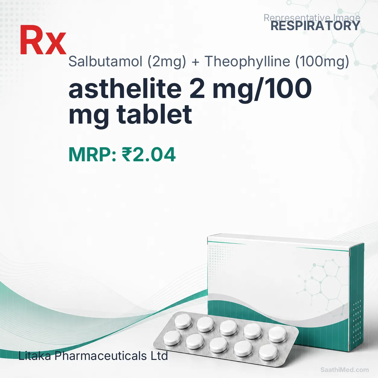 asthelite 2 mg/100 mg tablet - Salbutamol (2mg) + Theophylline (100mg) medicine