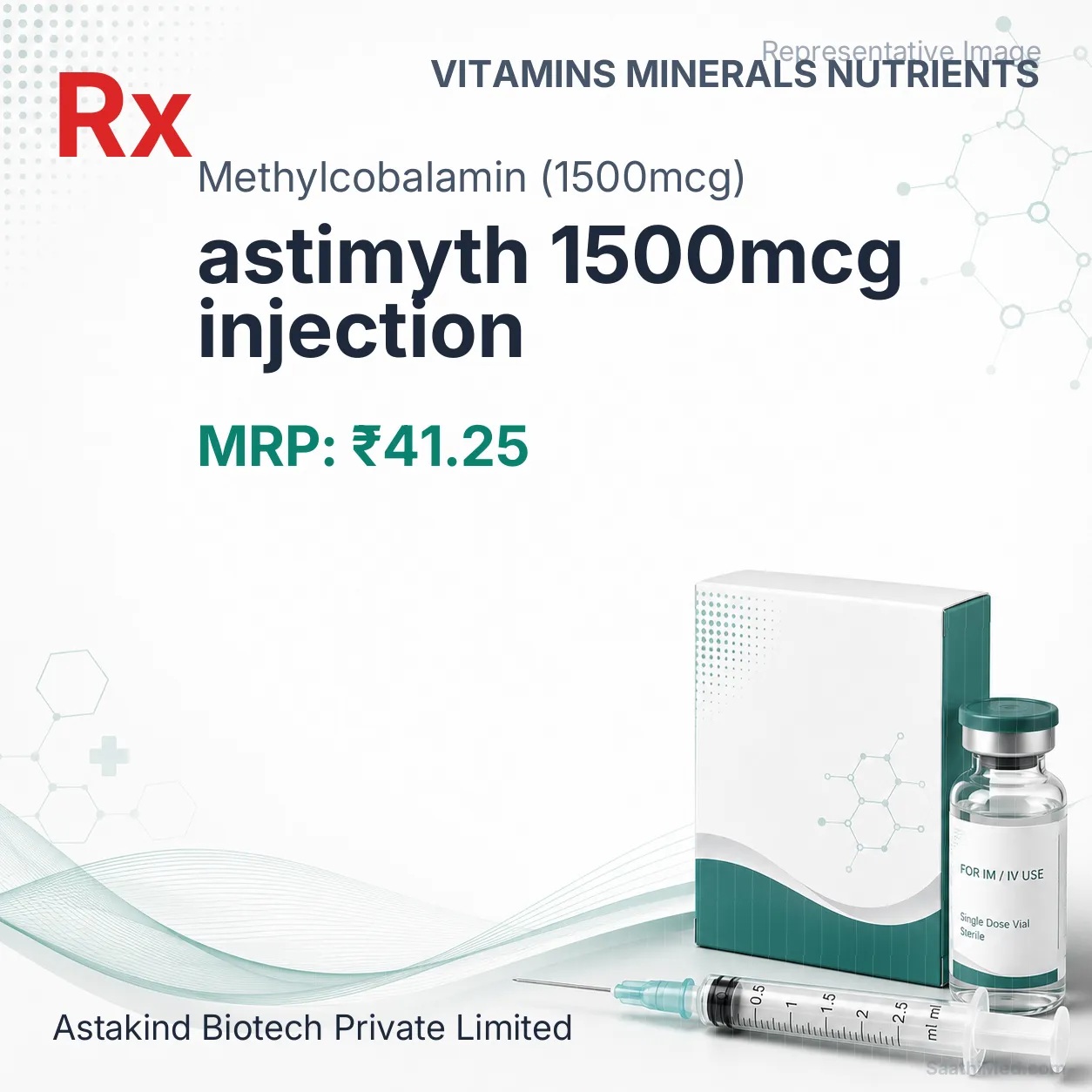 astimyth 1500mcg injection Allopathy (Methylcobalamin (1500mcg)) - Uses in Hindi, Side Effects, Substitutes & Price in India