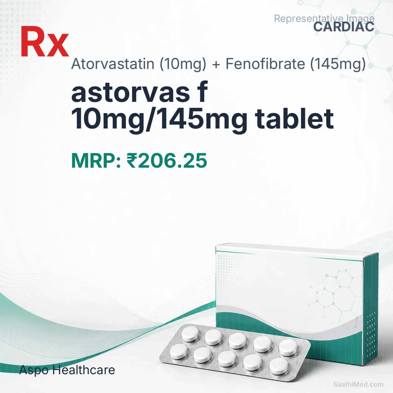 astorvas f 10mg/145mg tablet Allopathy (Atorvastatin (10mg)) - Uses in Hindi, Side Effects, Substitutes & Price in India