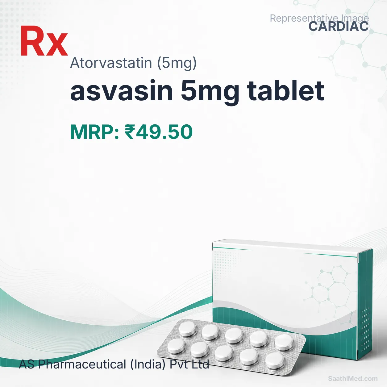 asvasin 5mg tablet Allopathy (Atorvastatin (5mg)) - Uses in Hindi, Side Effects, Substitutes & Price in India