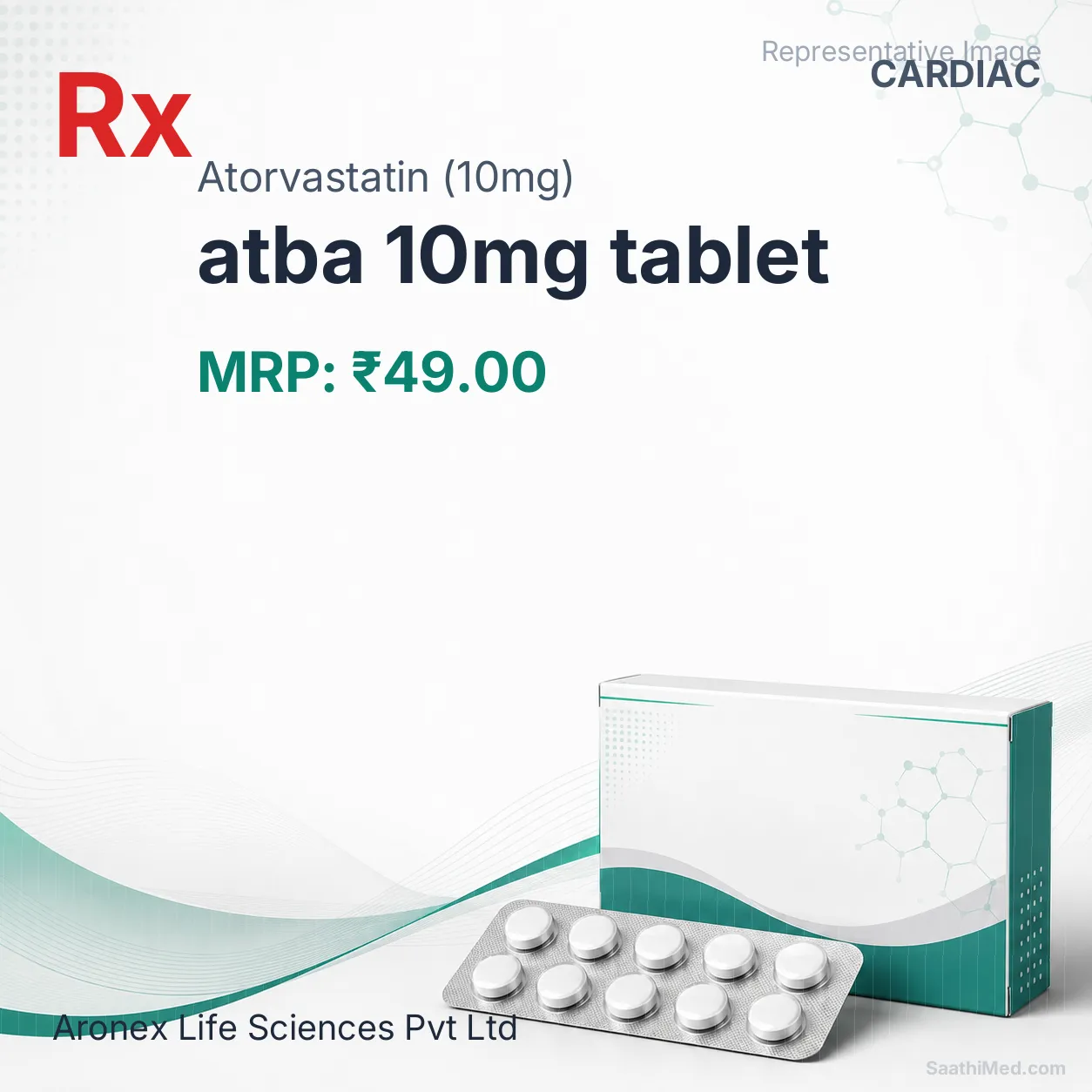 atba 10mg tablet Allopathy (Atorvastatin (10mg)) - Uses in Hindi, Side Effects, Substitutes & Price in India