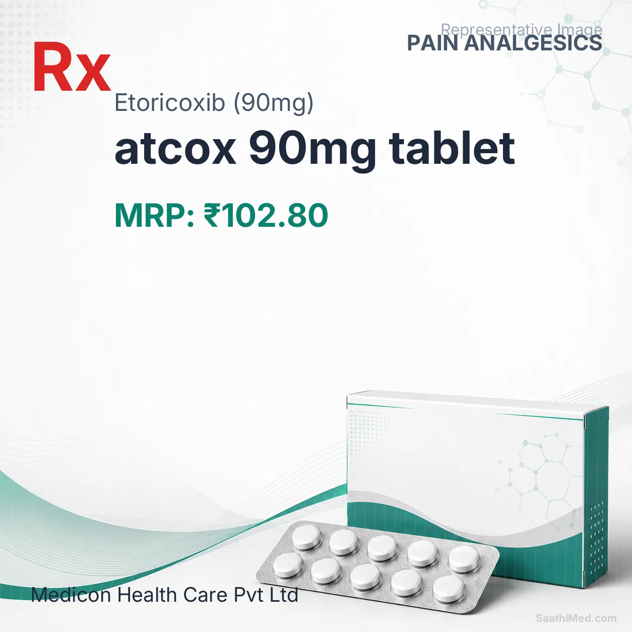 atcox 90mg tablet Allopathy (Etoricoxib (90mg)) - Uses in Hindi, Side Effects, Substitutes & Price in India