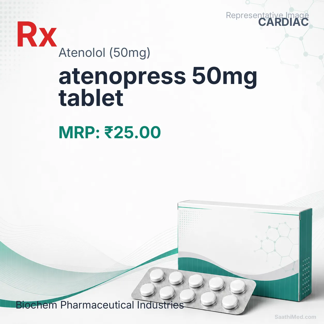 atenopress 50mg tablet Allopathy (Atenolol (50mg)) - Uses in Hindi, Side Effects, Substitutes & Price in India