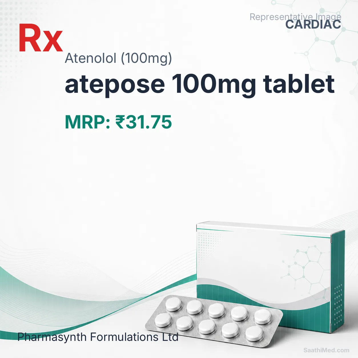 atepose 100mg tablet Allopathy (Atenolol (100mg)) - Uses in Hindi, Side Effects, Substitutes & Price in India