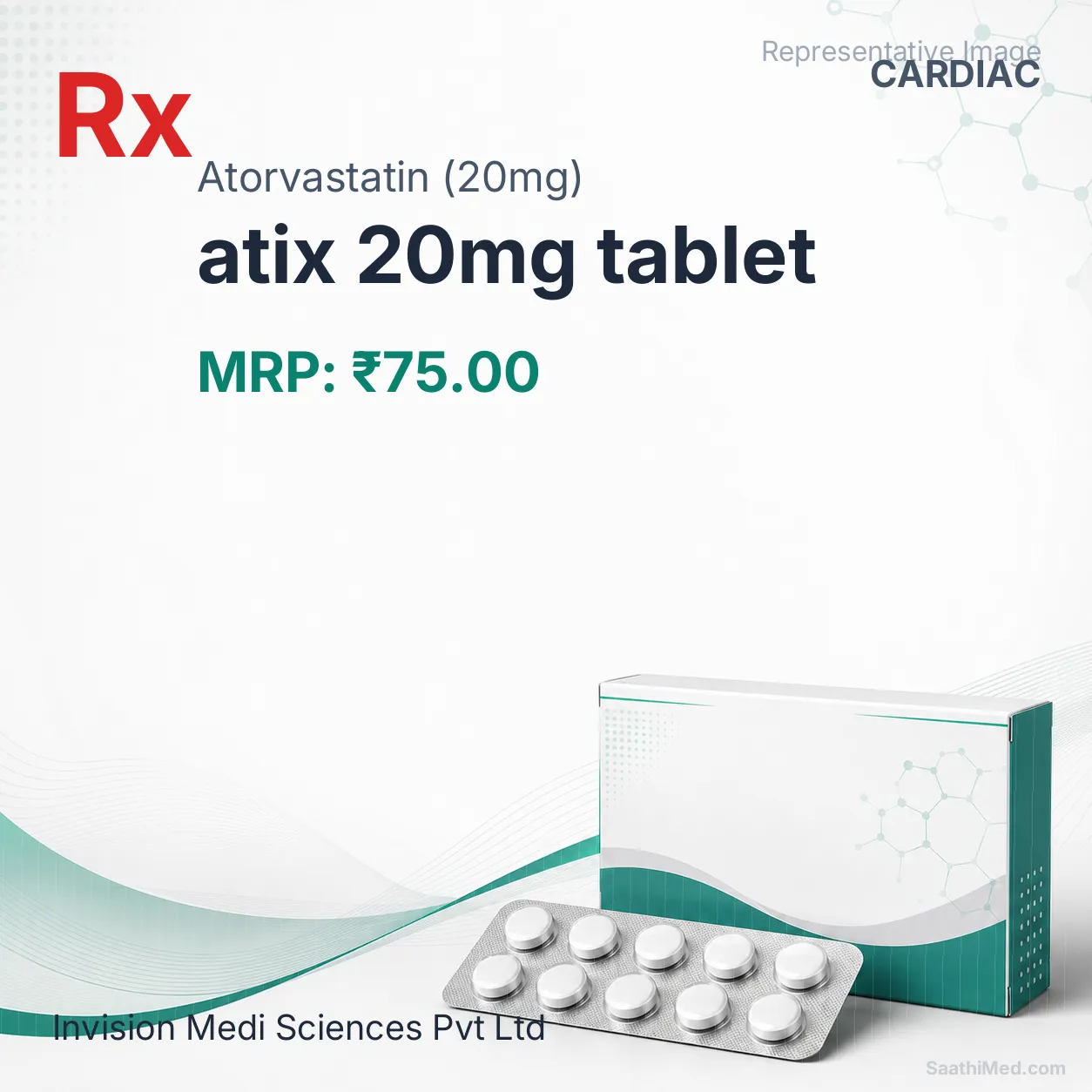 atix 20mg tablet Allopathy (Atorvastatin (20mg)) - Uses in Hindi, Side Effects, Substitutes & Price in India