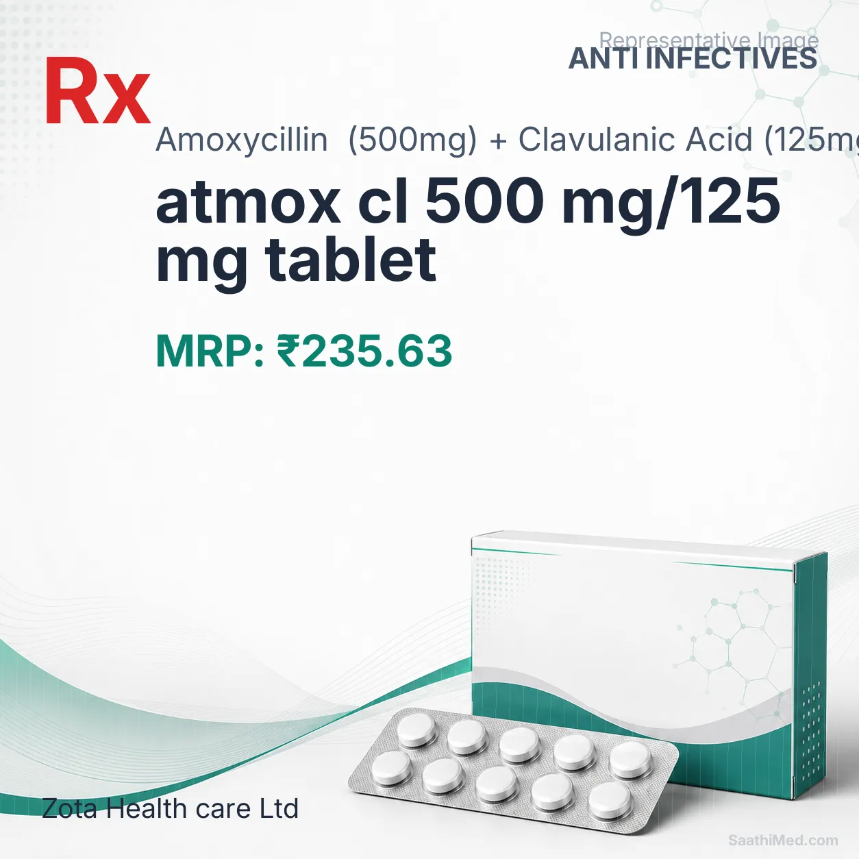 atmox cl 500 mg/125 mg tablet Allopathy (Amoxycillin (500mg)) - Uses in Hindi, Side Effects, Substitutes & Price in India
