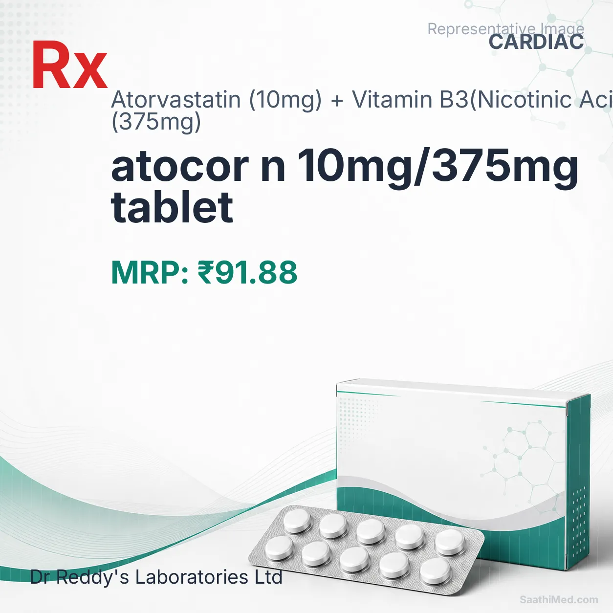 atocor n 10mg/375mg tablet Allopathy (Atorvastatin (10mg)) - Uses in Hindi, Side Effects, Substitutes & Price in India