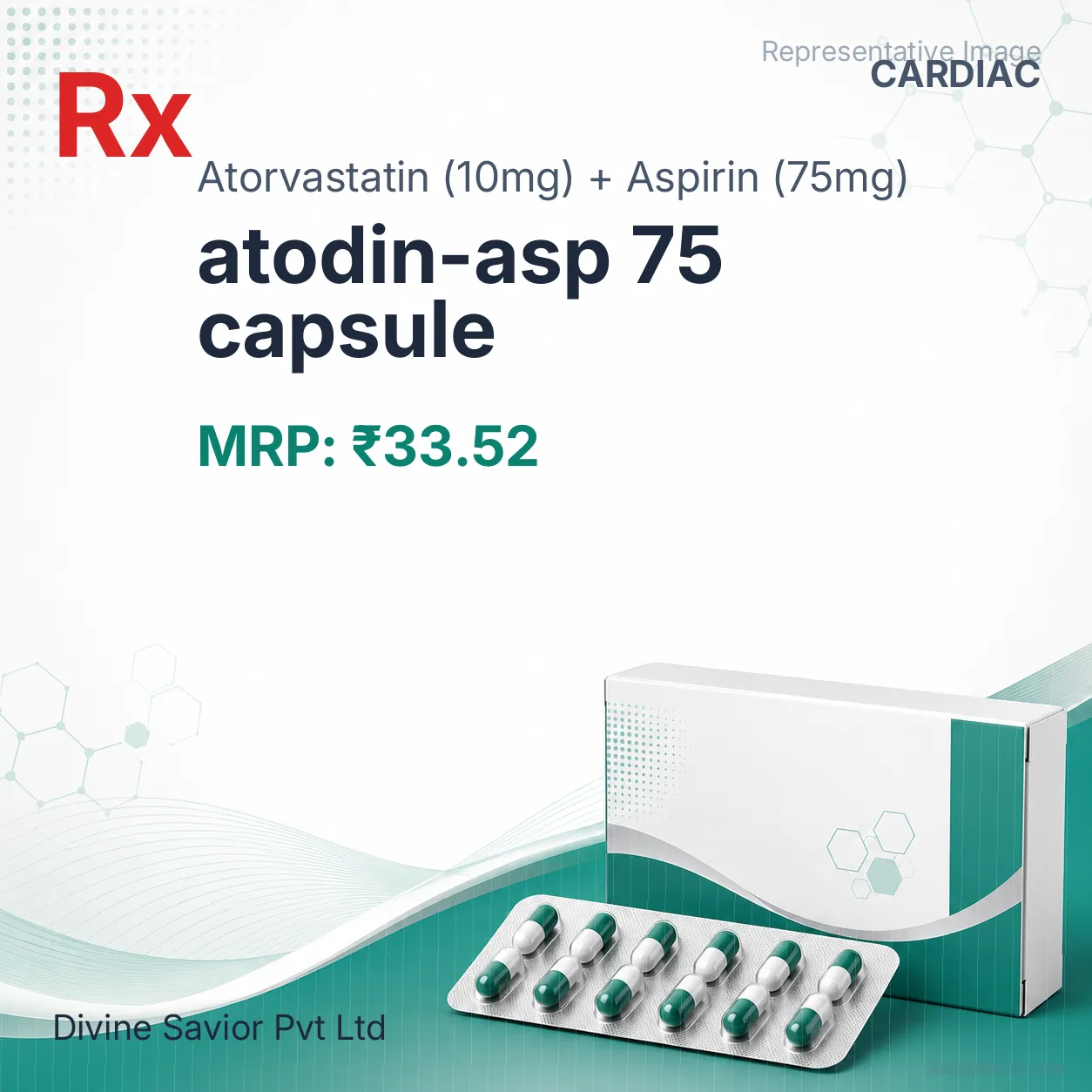 atodin-asp 75 capsule - Atorvastatin (10mg) + Aspirin (75mg) medicine