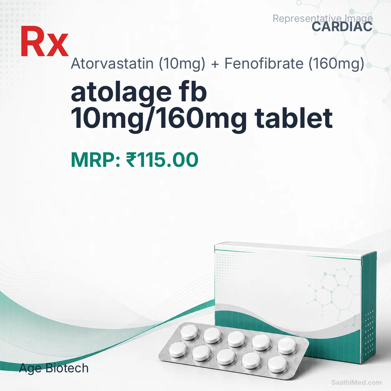 atolage fb 10mg/160mg tablet - Atorvastatin (10mg) + Fenofibrate (160mg) medicine