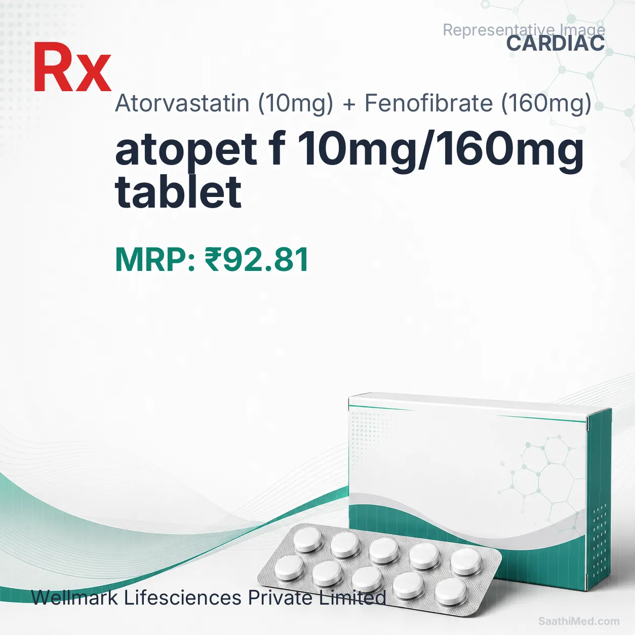 atopet f 10mg/160mg tablet Allopathy (Atorvastatin (10mg)) - Uses in Hindi, Side Effects, Substitutes & Price in India