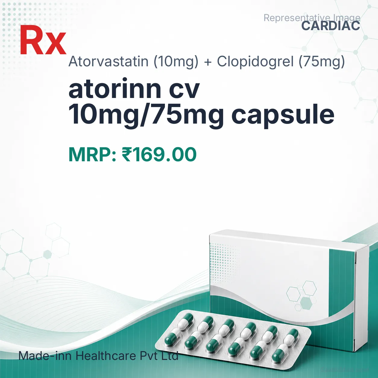 atorinn cv 10mg/75mg capsule Allopathy (Atorvastatin (10mg)) - Uses in Hindi, Side Effects, Substitutes & Price in India