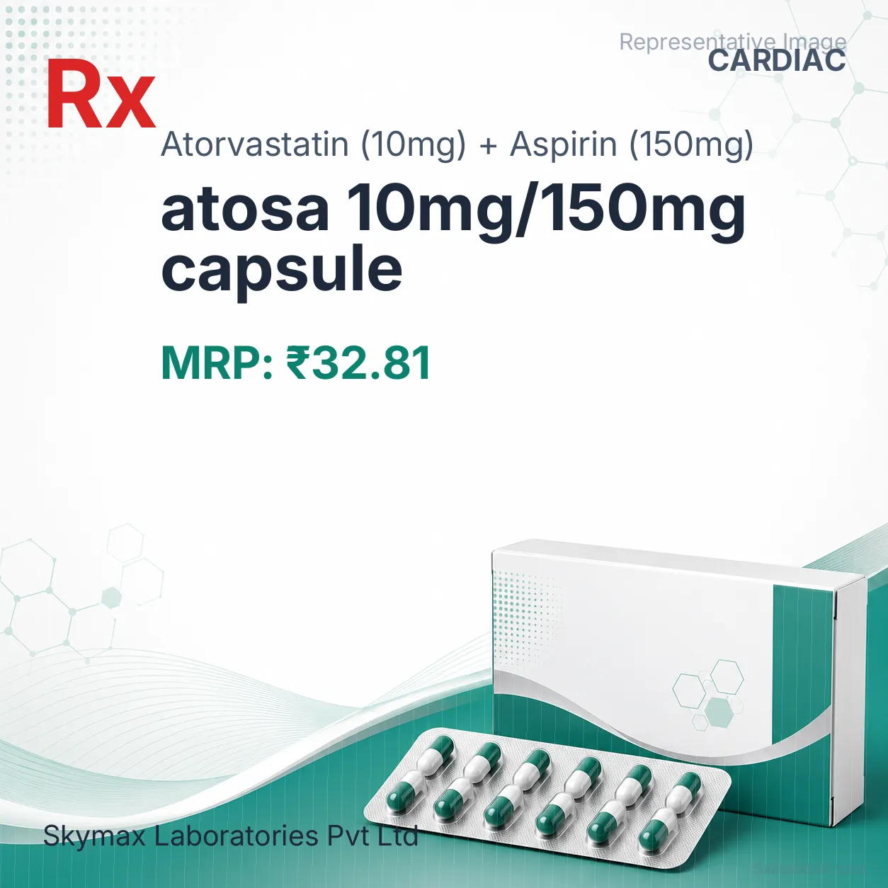 atosa 10mg/150mg capsule Allopathy (Atorvastatin (10mg)) - Uses in Hindi, Side Effects, Substitutes & Price in India