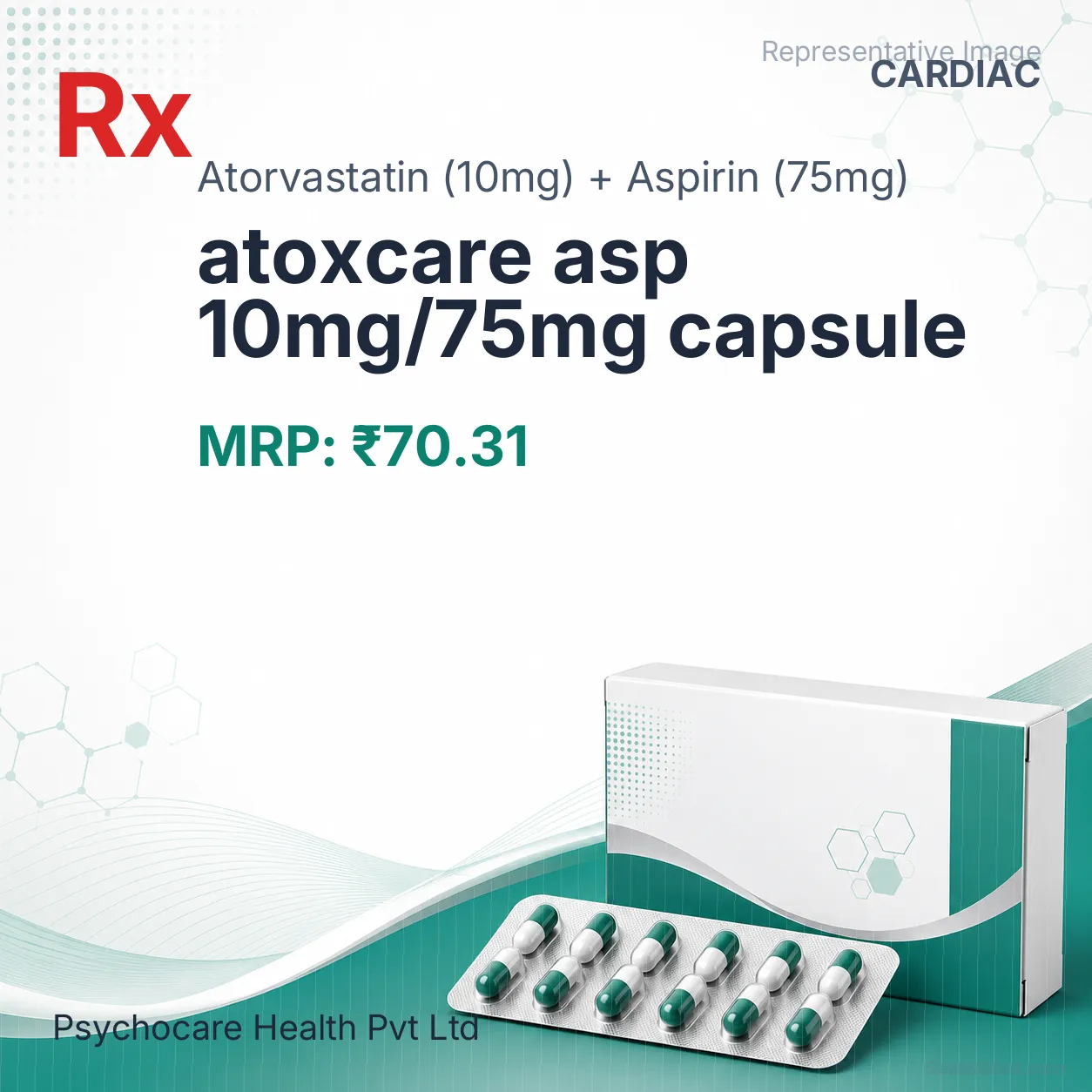 atoxcare asp 10mg/75mg capsule Allopathy (Atorvastatin (10mg)) - Uses in Hindi, Side Effects, Substitutes & Price in India