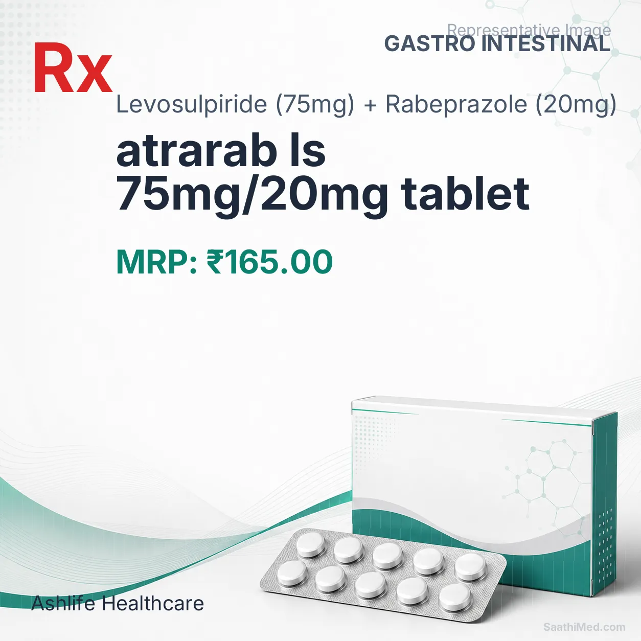 atrarab ls 75mg/20mg tablet - Levosulpiride (75mg) + Rabeprazole (20mg) medicine