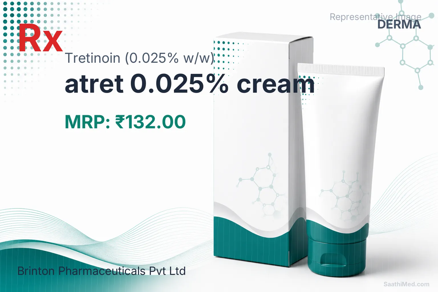 atret 0.025% cream Allopathy (Tretinoin (0.025% w/w)) - Uses in Hindi, Side Effects, Substitutes & Price in India