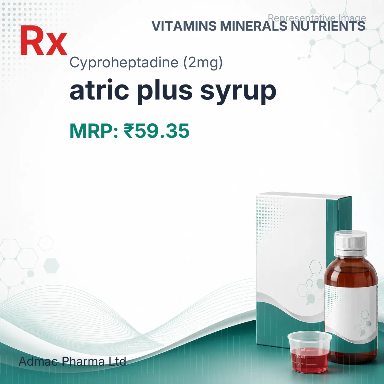 atric plus syrup Allopathy (Cyproheptadine (2mg)) - Uses in Hindi, Side Effects, Substitutes & Price in India