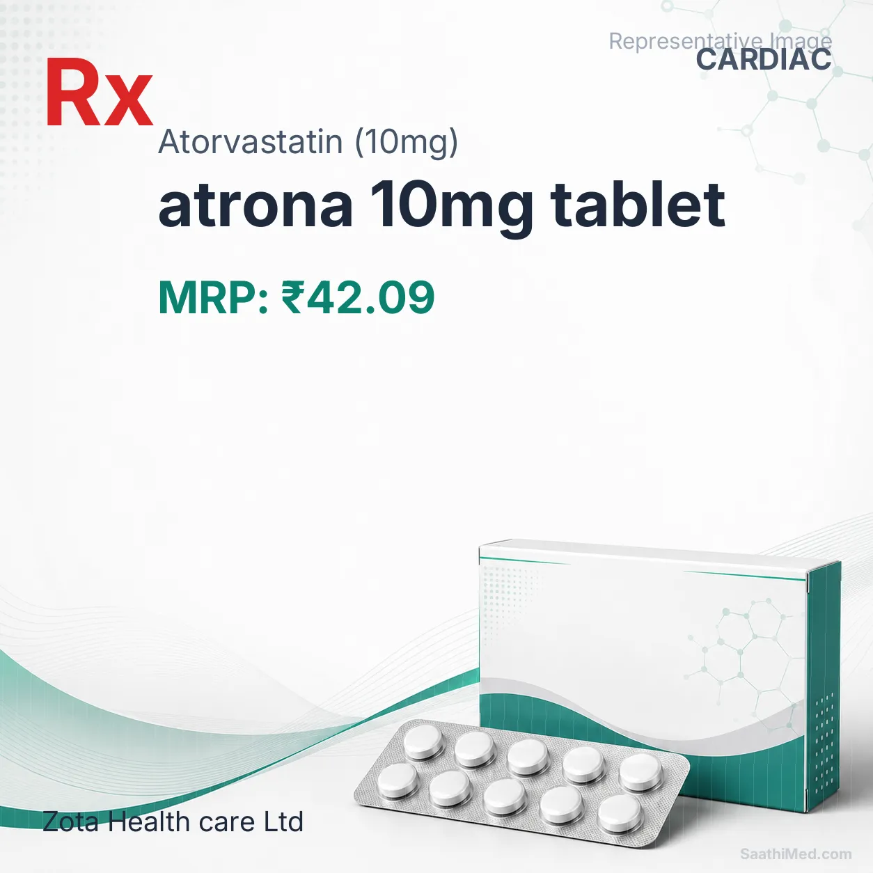 atrona 10mg tablet Allopathy (Atorvastatin (10mg)) - Uses in Hindi, Side Effects, Substitutes & Price in India
