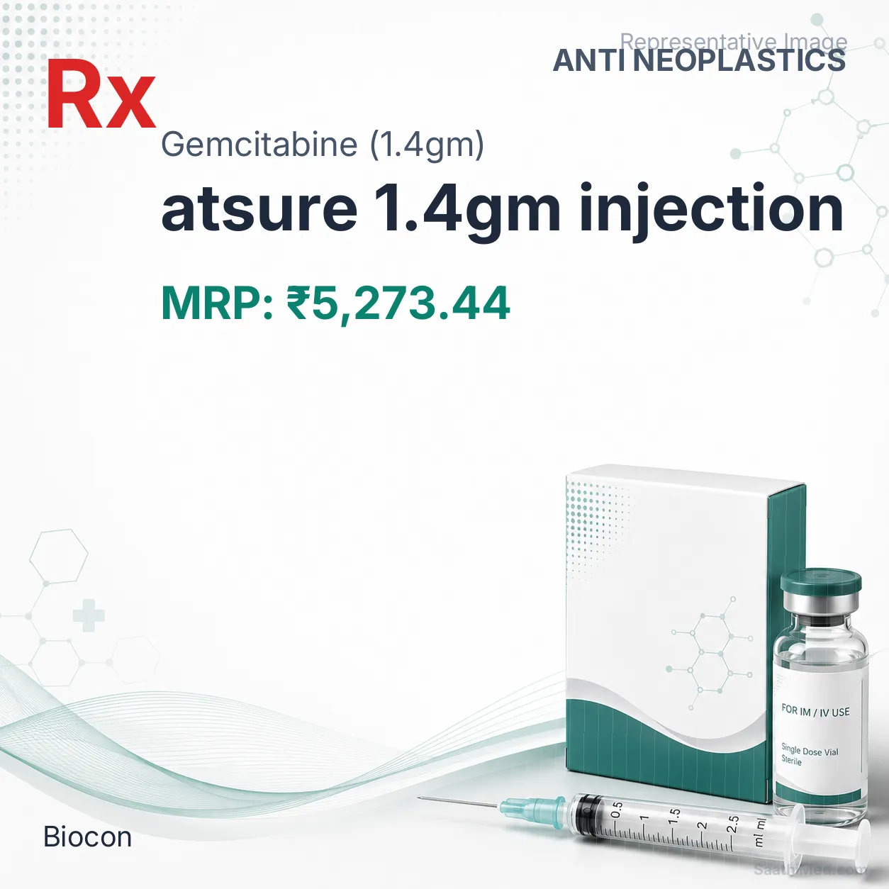 atsure 1.4gm injection Allopathy (Gemcitabine (1.4gm)) - Uses in Hindi, Side Effects, Substitutes & Price in India