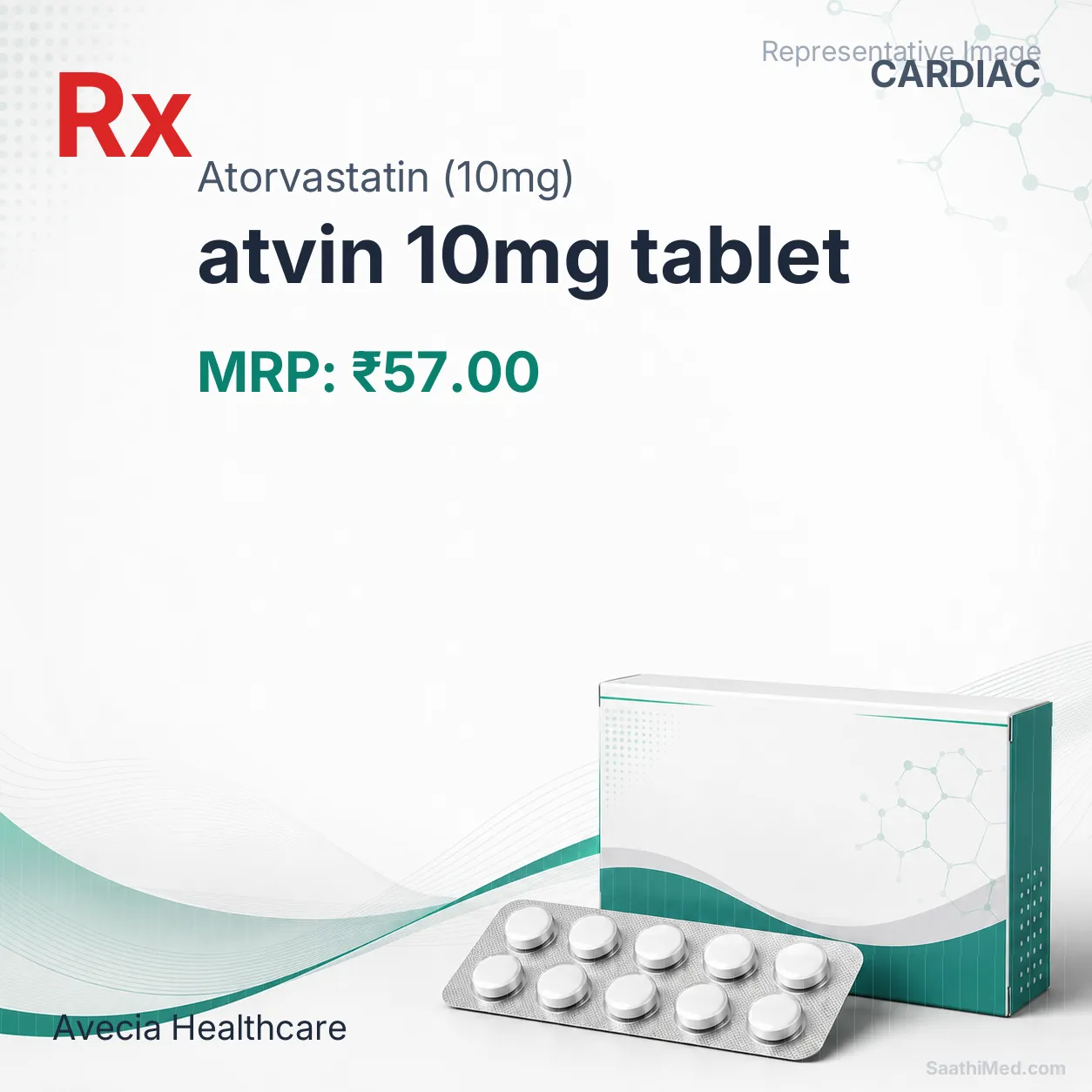 atvin 10mg tablet Allopathy (Atorvastatin (10mg)) - Uses in Hindi, Side Effects, Substitutes & Price in India