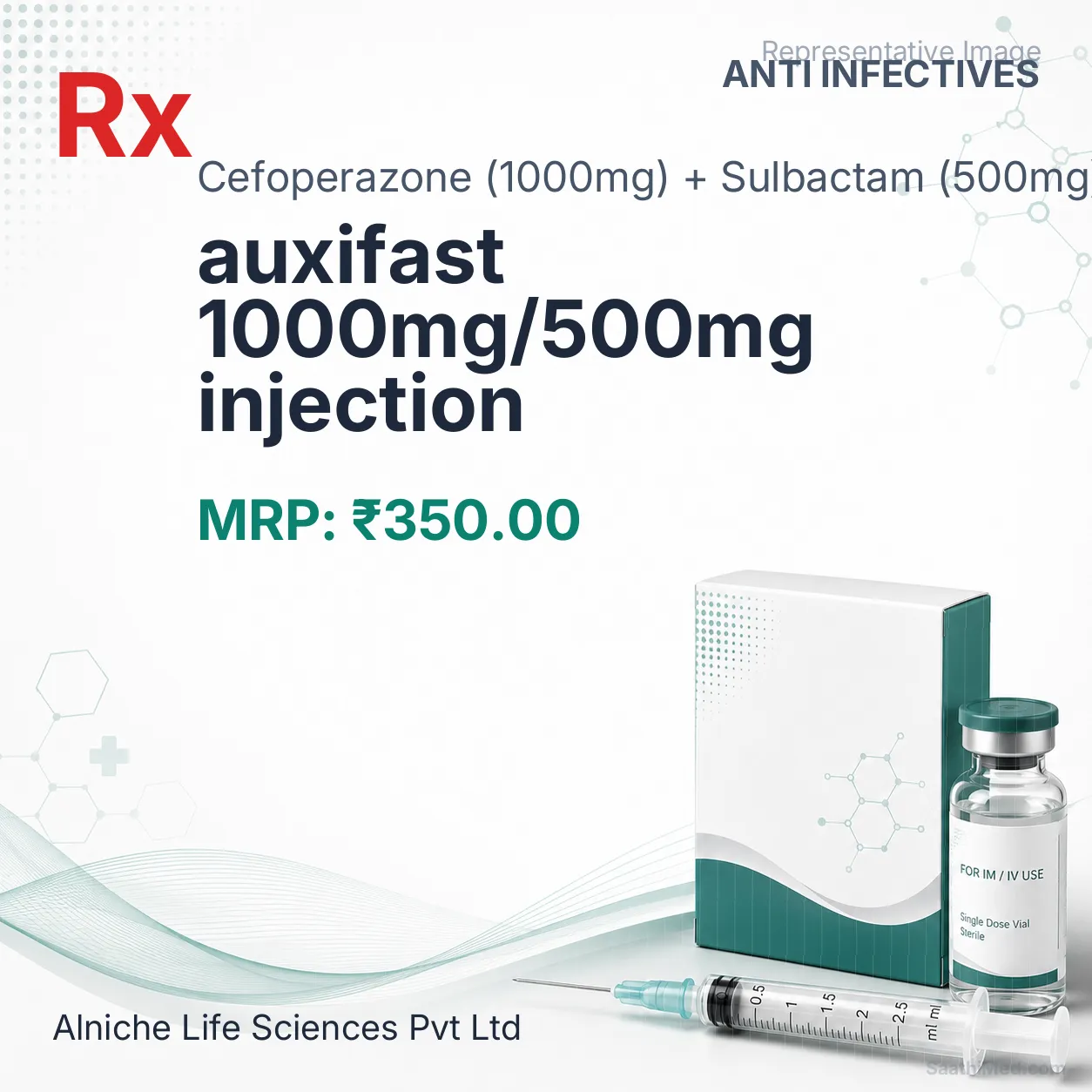 auxifast 1000mg/500mg injection Allopathy (Cefoperazone (1000mg)) - Uses in Hindi, Side Effects, Substitutes & Price in India