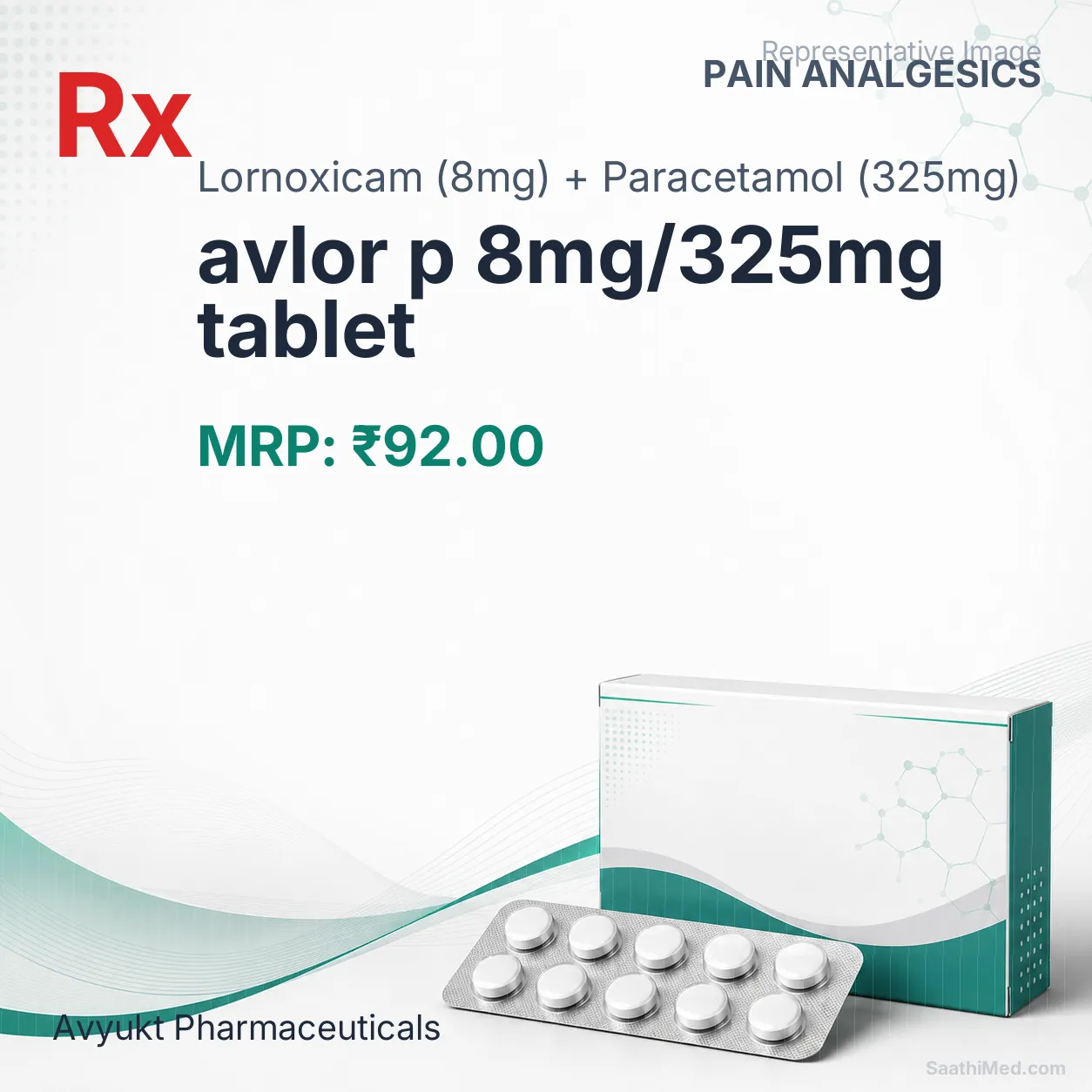 avlor p 8mg/325mg tablet Allopathy (Lornoxicam (8mg)) - Uses in Hindi, Side Effects, Substitutes & Price in India