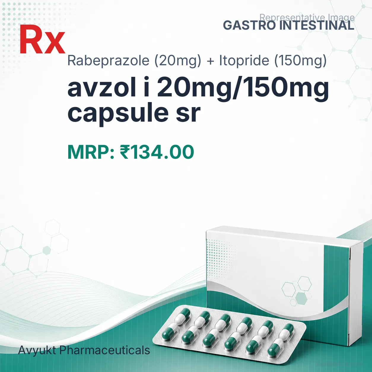 avzol i 20mg/150mg capsule sr Allopathy (Rabeprazole (20mg)) - Uses in Hindi, Side Effects, Substitutes & Price in India