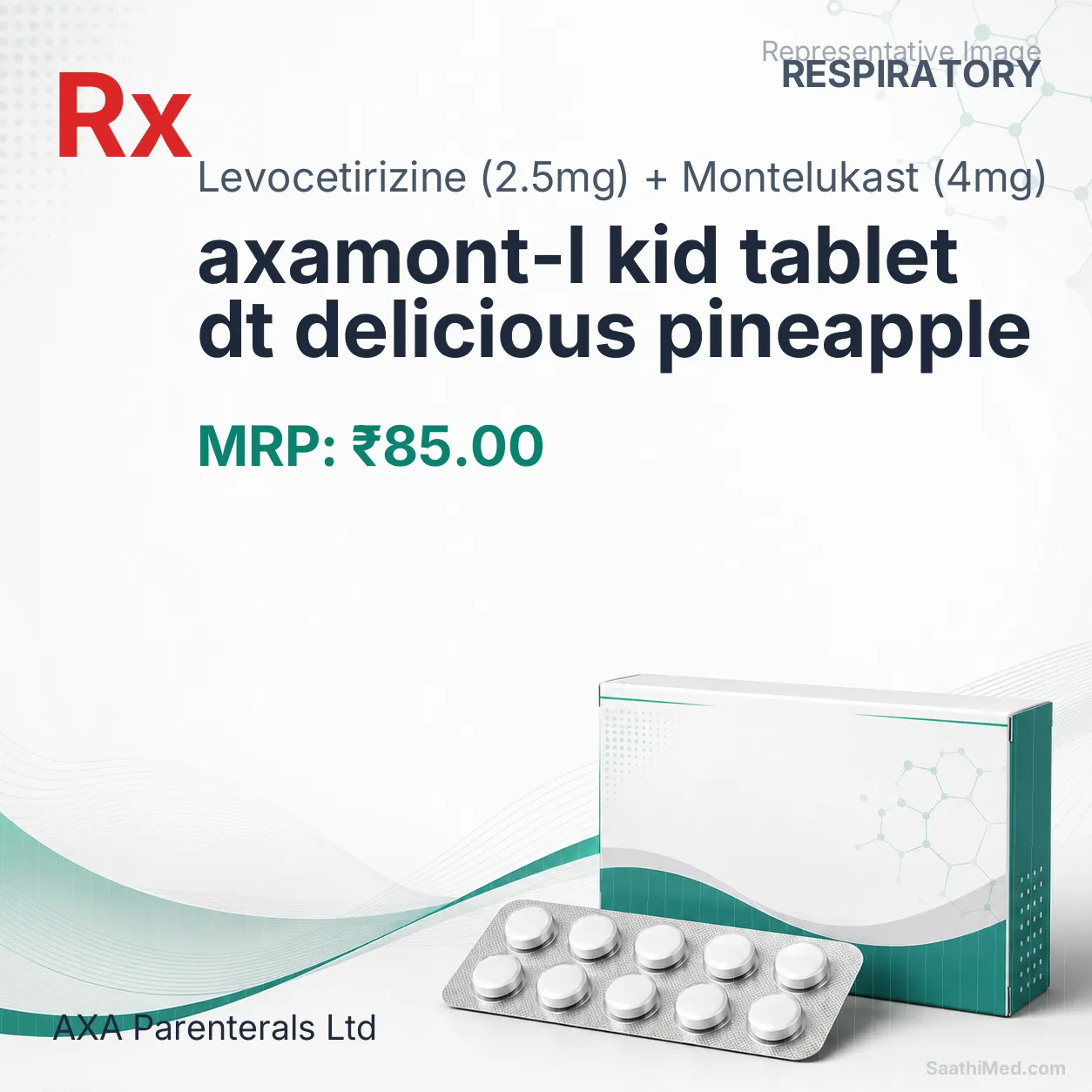 axamont-l kid tablet dt delicious pineapple Allopathy (Levocetirizine (2.5mg)) - Uses in Hindi, Side Effects, Substitutes & Price in India
