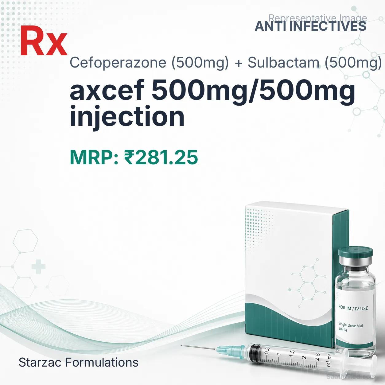 axcef 500mg/500mg injection Allopathy (Cefoperazone (500mg)) - Uses in Hindi, Side Effects, Substitutes & Price in India