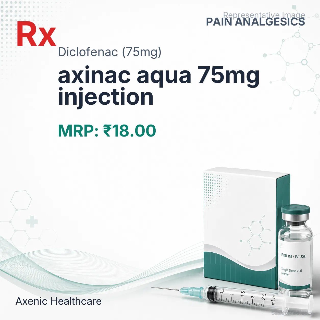 axinac aqua 75mg injection Allopathy (Diclofenac (75mg)) - Uses in Hindi, Side Effects, Substitutes & Price in India