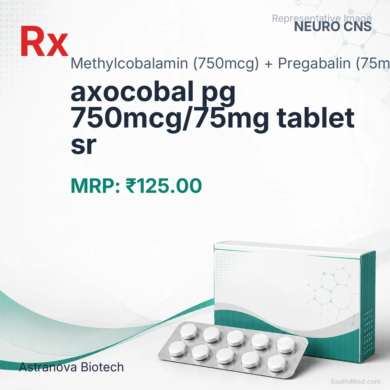 axocobal pg 750mcg/75mg tablet sr Allopathy (Methylcobalamin (750mcg)) - Uses in Hindi, Side Effects, Substitutes & Price in India