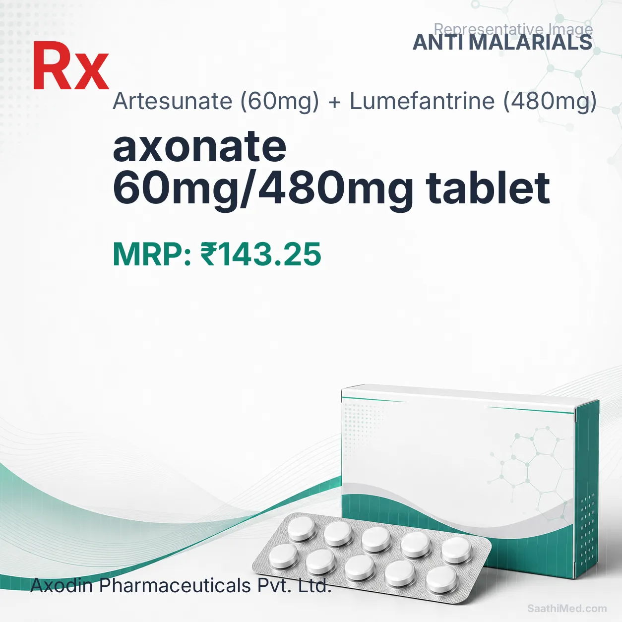 axonate 60mg/480mg tablet Allopathy (Artesunate (60mg)) - Uses in Hindi, Side Effects, Substitutes & Price in India