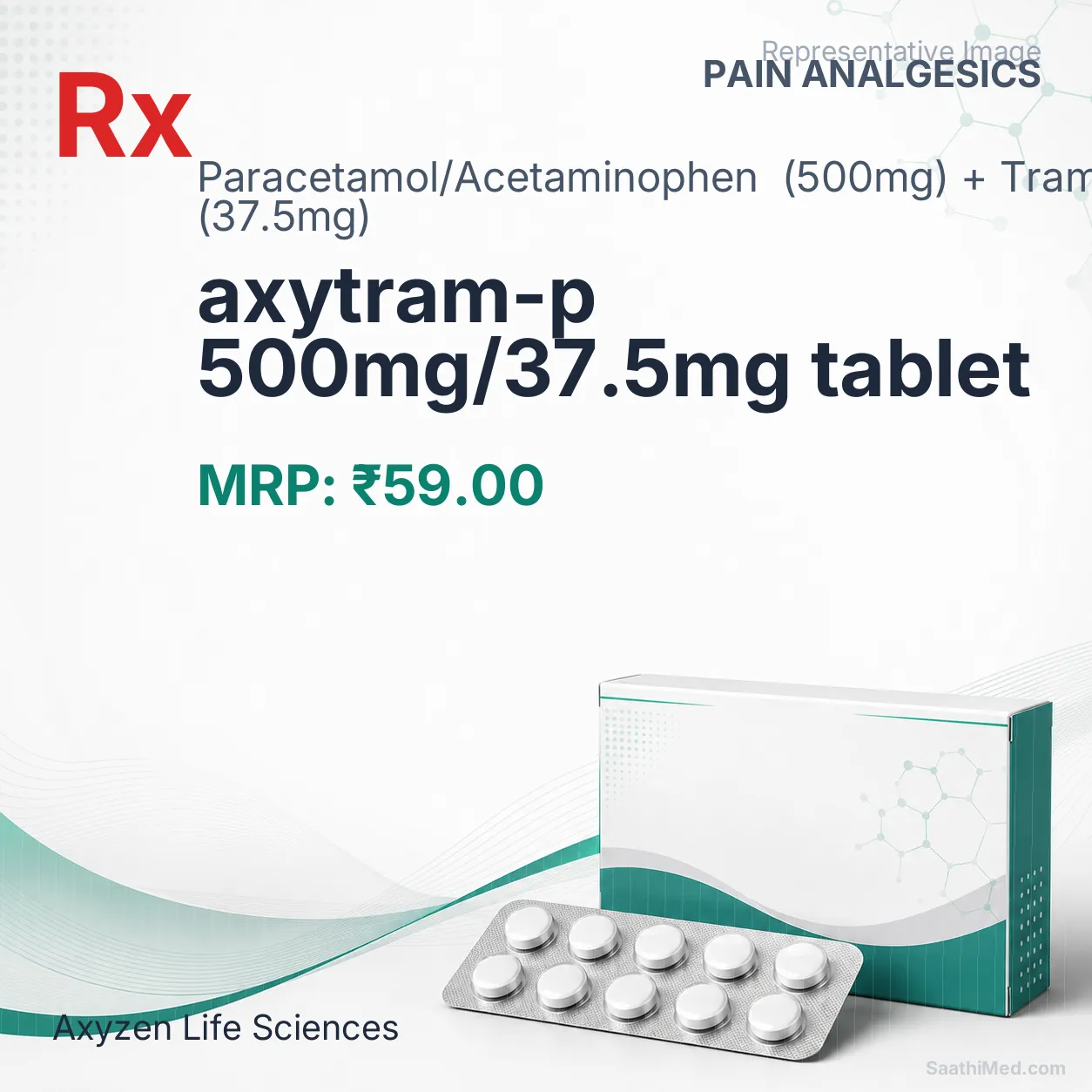 axytram-p 500mg/37.5mg tablet Allopathy (Paracetamol/Acetaminophen (500mg)) - Uses in Hindi, Side Effects, Substitutes & Price in India