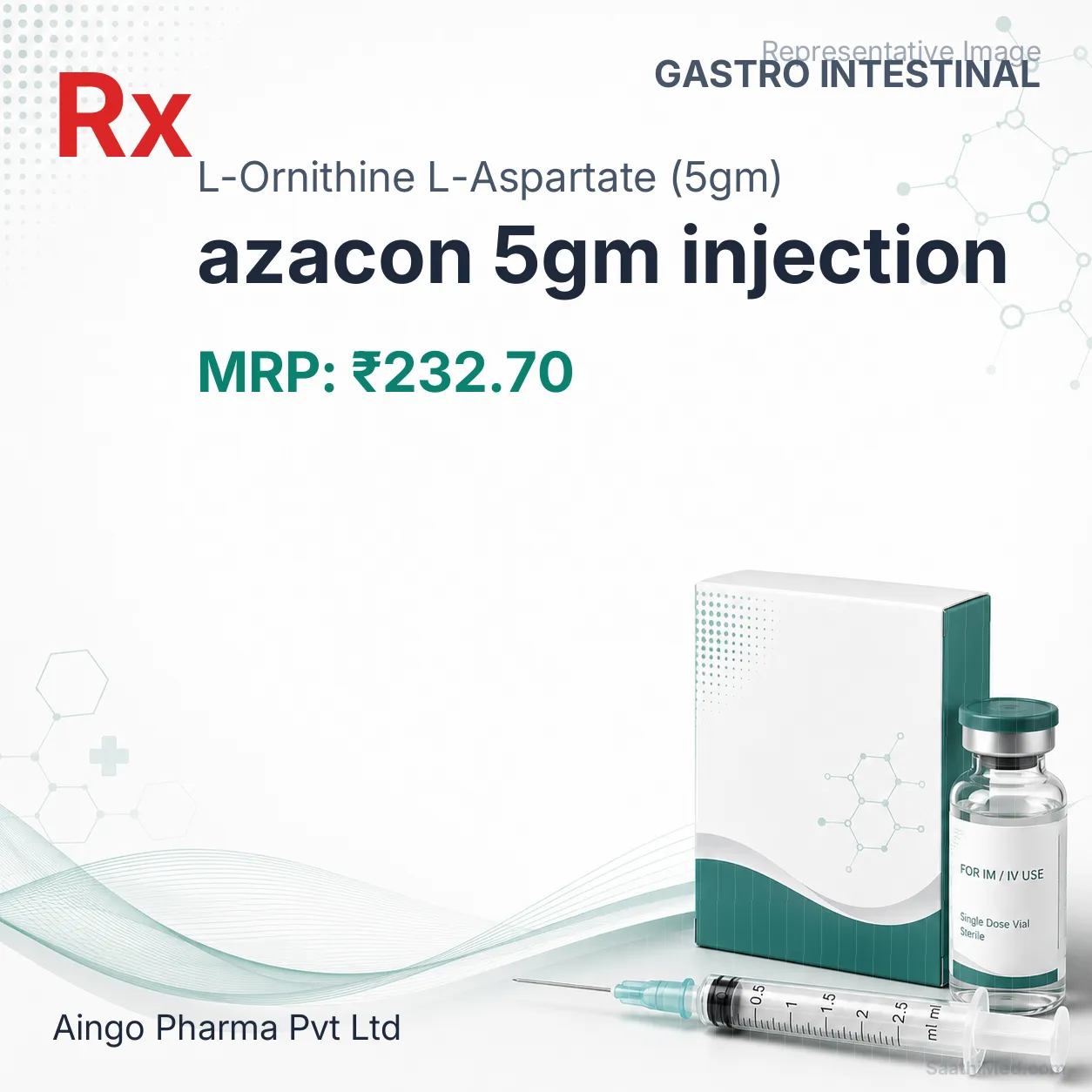 azacon 5gm injection Allopathy (L-Ornithine L-Aspartate (5gm)) - Uses in Hindi, Side Effects, Substitutes & Price in India