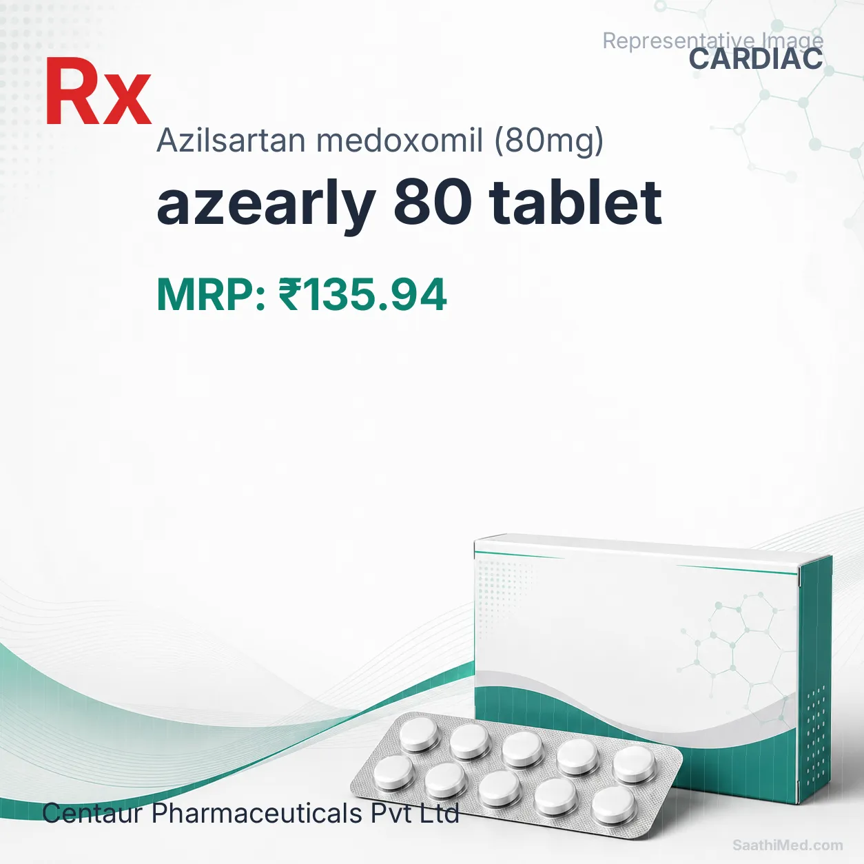 azearly 80 tablet Allopathy (Azilsartan medoxomil (80mg)) - Uses in Hindi, Side Effects, Substitutes & Price in India