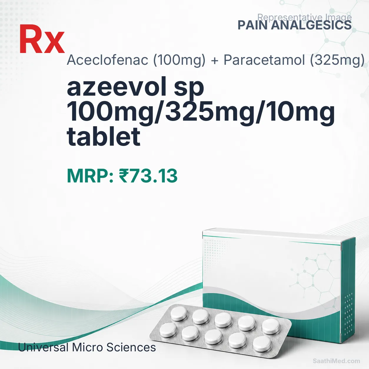 azeevol sp 100mg/325mg/10mg tablet Allopathy (Aceclofenac (100mg)) - Uses in Hindi, Side Effects, Substitutes & Price in India