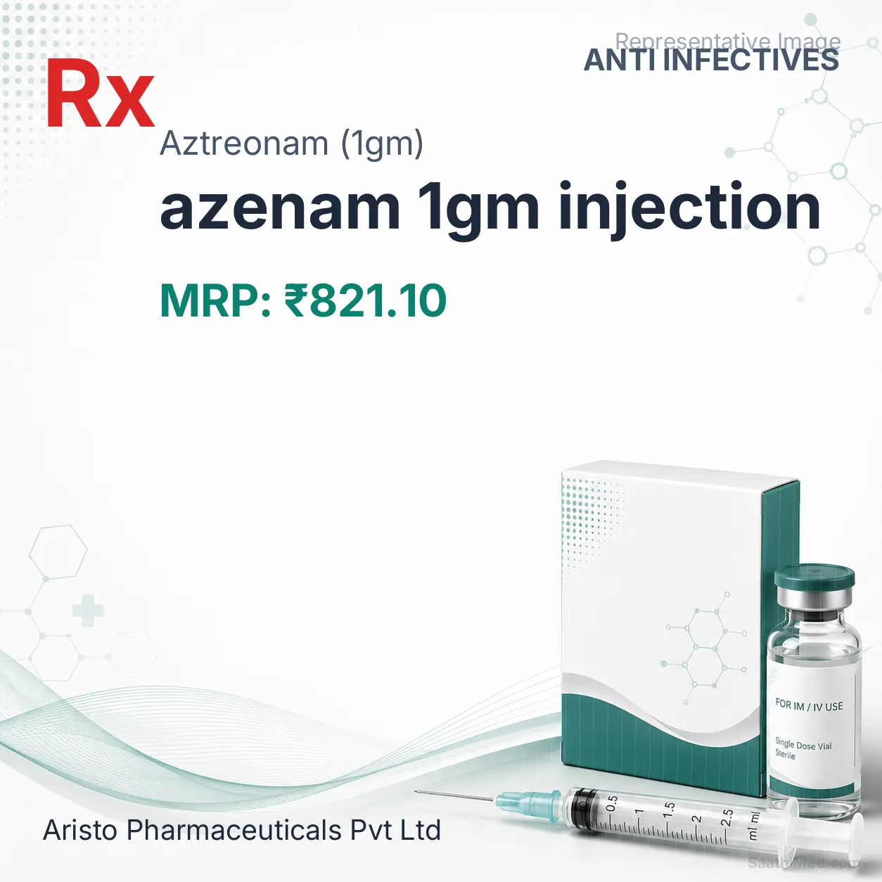 azenam 1gm injection Allopathy (Aztreonam (1gm)) - Uses in Hindi, Side Effects, Substitutes & Price in India