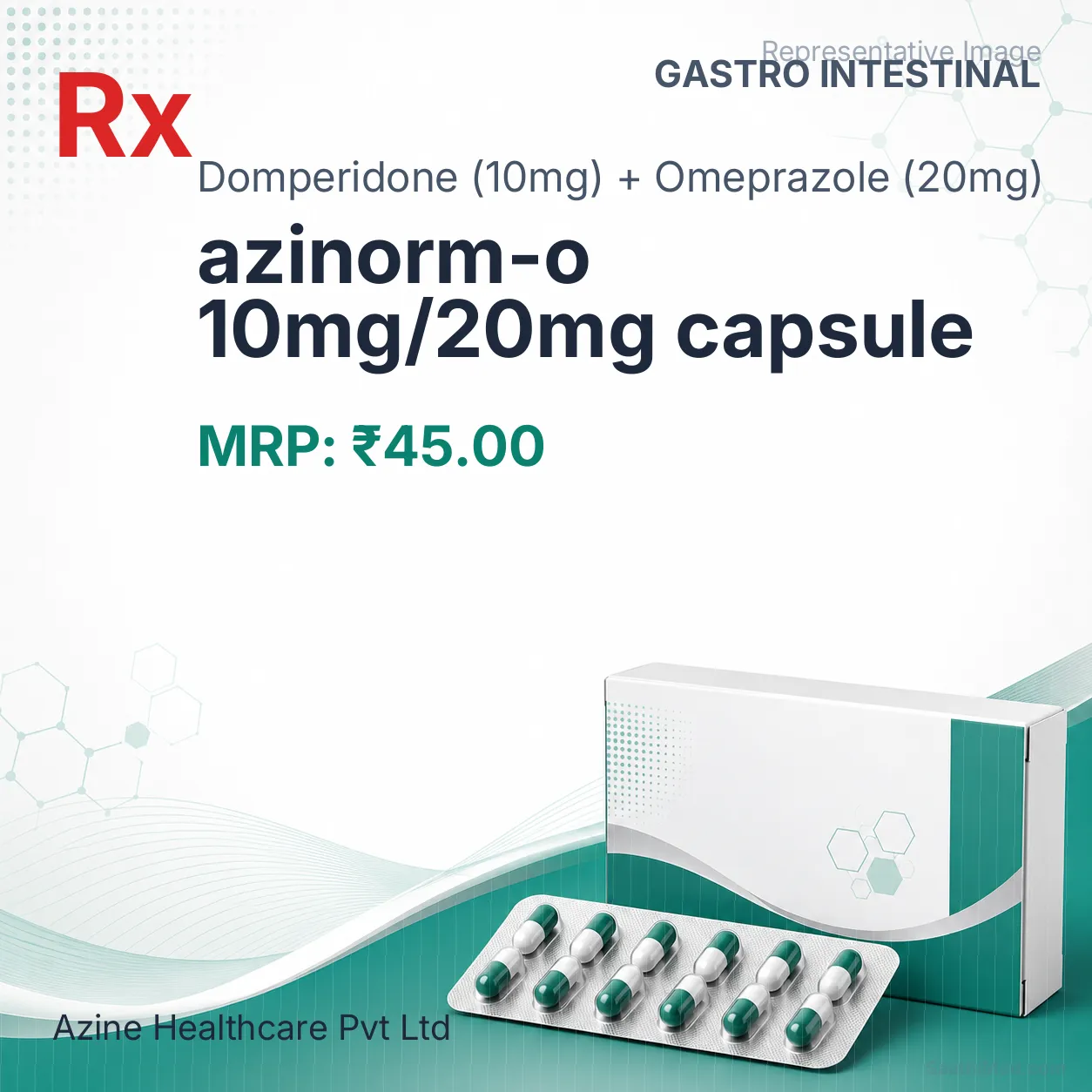 azinorm-o 10mg/20mg capsule Allopathy (Domperidone (10mg)) - Uses in Hindi, Side Effects, Substitutes & Price in India