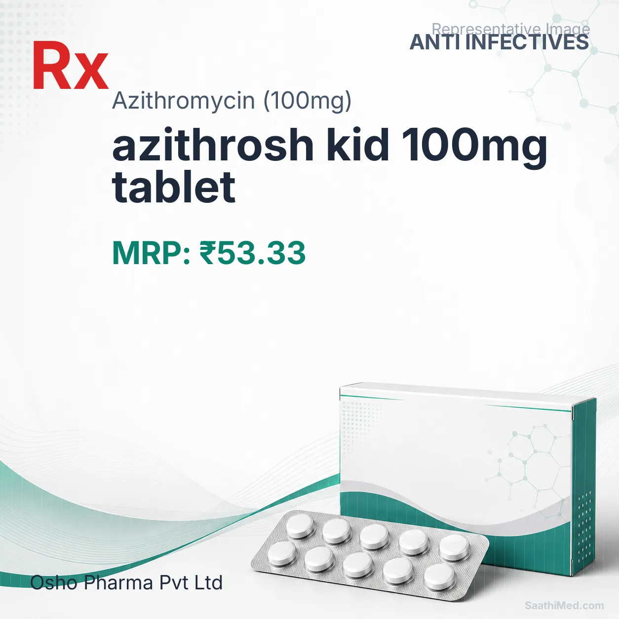 azithrosh kid 100mg tablet Allopathy (Azithromycin (100mg)) - Uses in Hindi, Side Effects, Substitutes & Price in India