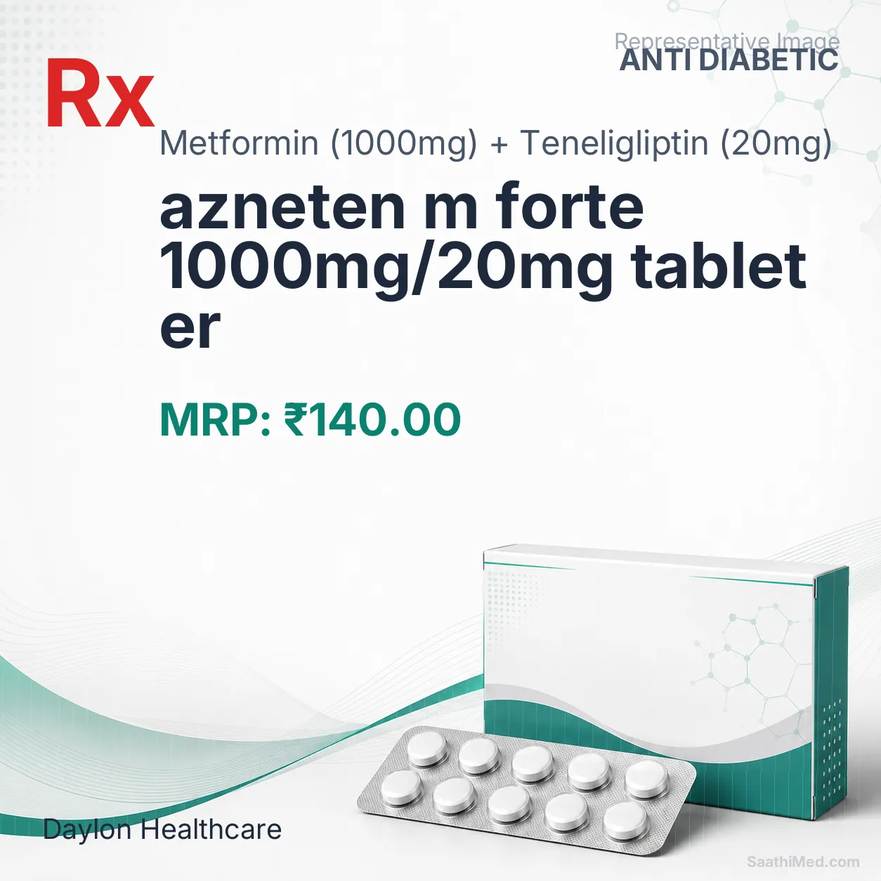 azneten m forte 1000mg/20mg tablet er Allopathy (Metformin (1000mg)) - Uses in Hindi, Side Effects, Substitutes & Price in India
