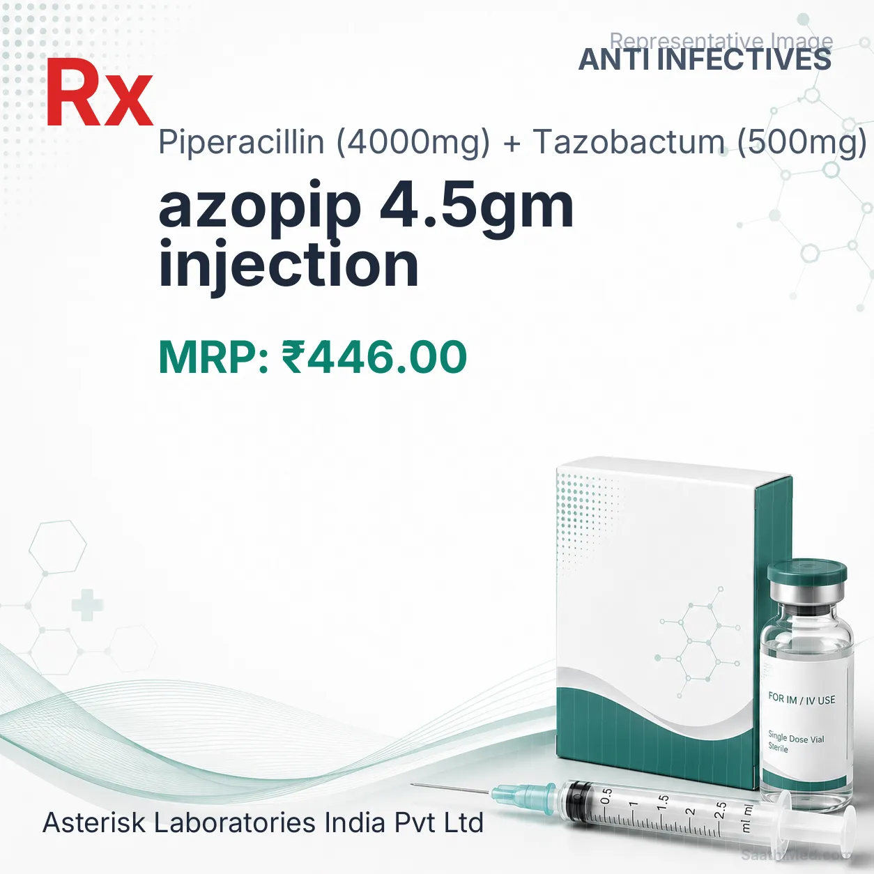 azopip 4.5gm injection Allopathy (Piperacillin (4000mg)) - Uses in Hindi, Side Effects, Substitutes & Price in India