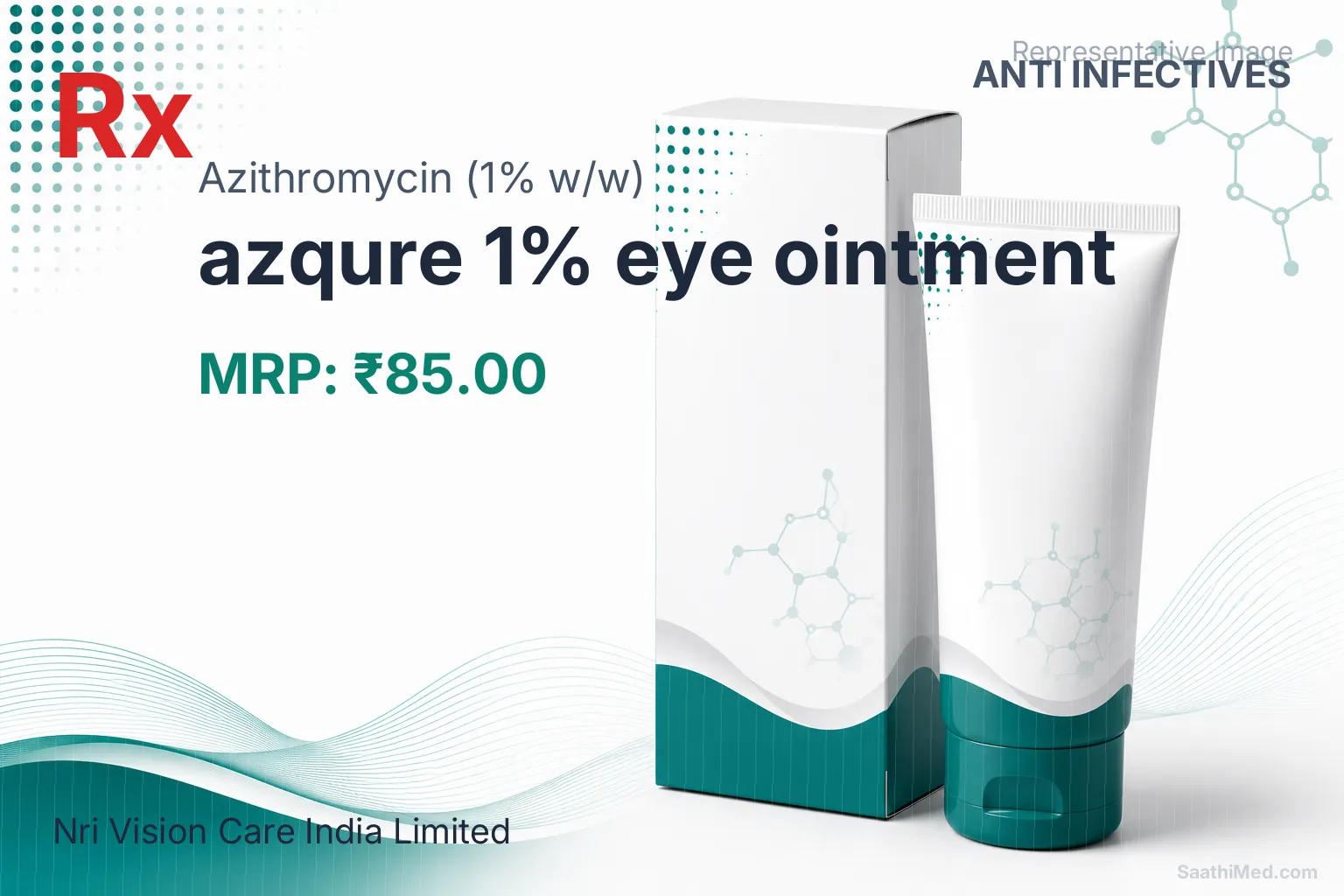 azqure 1% eye ointment Allopathy (Azithromycin (1% w/w)) - Uses in Hindi, Side Effects, Substitutes & Price in India