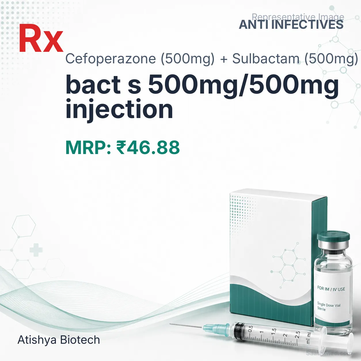 bact s 500mg/500mg injection Allopathy (Cefoperazone (500mg)) - Uses in Hindi, Side Effects, Substitutes & Price in India