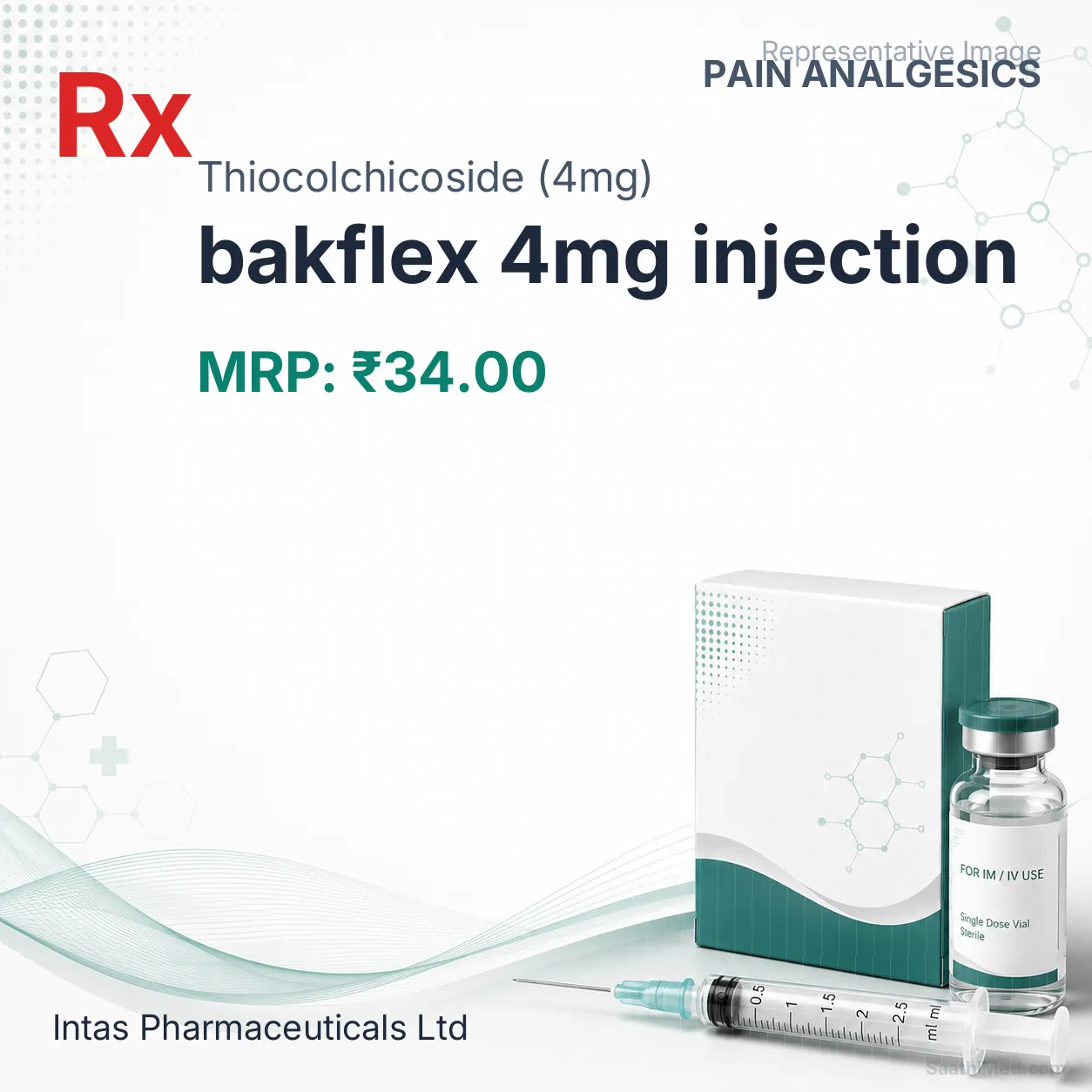 bakflex 4mg injection Allopathy (Thiocolchicoside (4mg)) - Uses in Hindi, Side Effects, Substitutes & Price in India