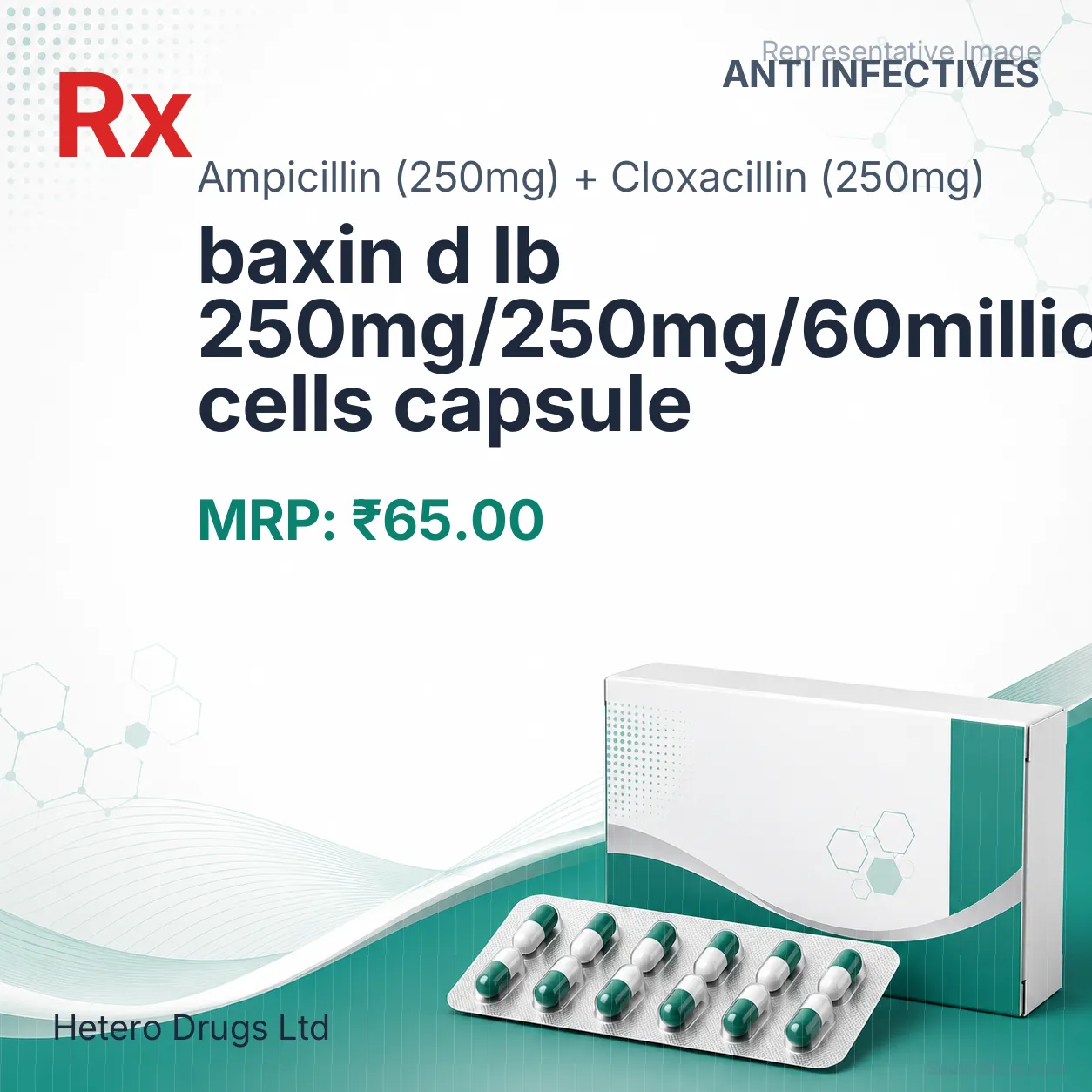 baxin d lb 250mg/250mg/60million cells capsule Allopathy (Ampicillin (250mg)) - Uses in Hindi, Side Effects, Substitutes & Price in India