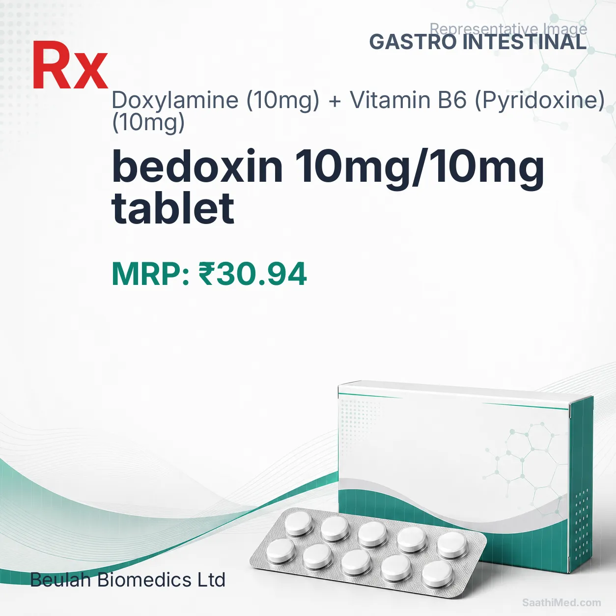bedoxin 10mg/10mg tablet Allopathy (Doxylamine (10mg)) - Uses in Hindi, Side Effects, Substitutes & Price in India