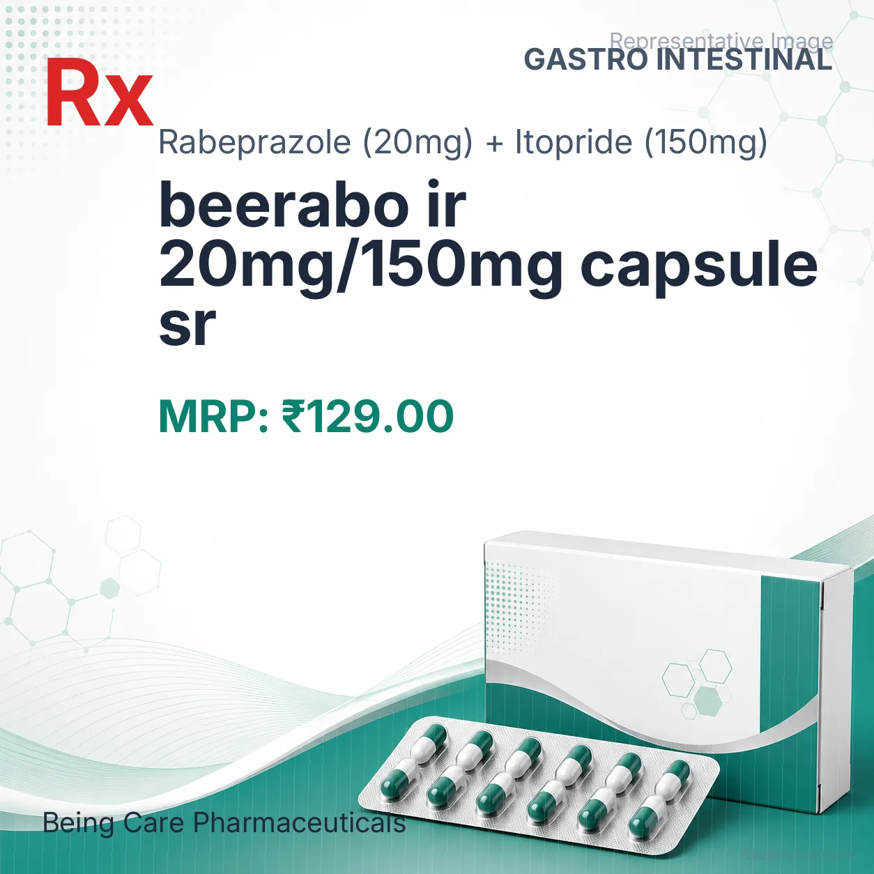 beerabo ir 20mg/150mg capsule sr Allopathy (Rabeprazole (20mg)) - Uses in Hindi, Side Effects, Substitutes & Price in India
